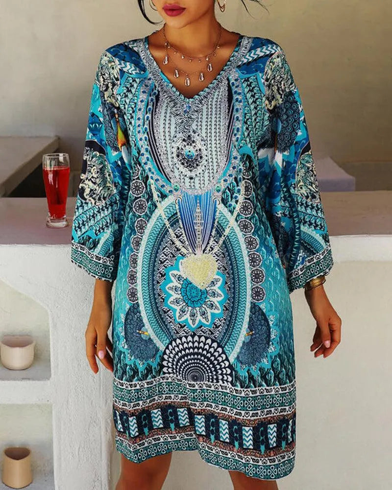 Summer Tunic Dress with Print for Women