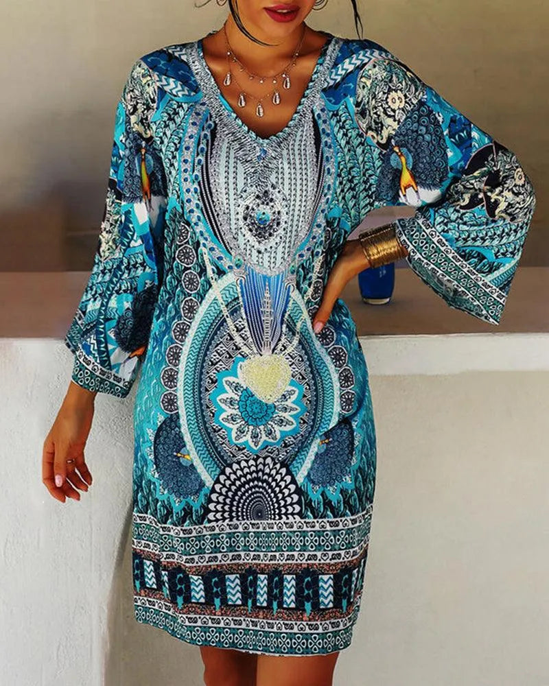 Summer Tunic Dress with Print for Women