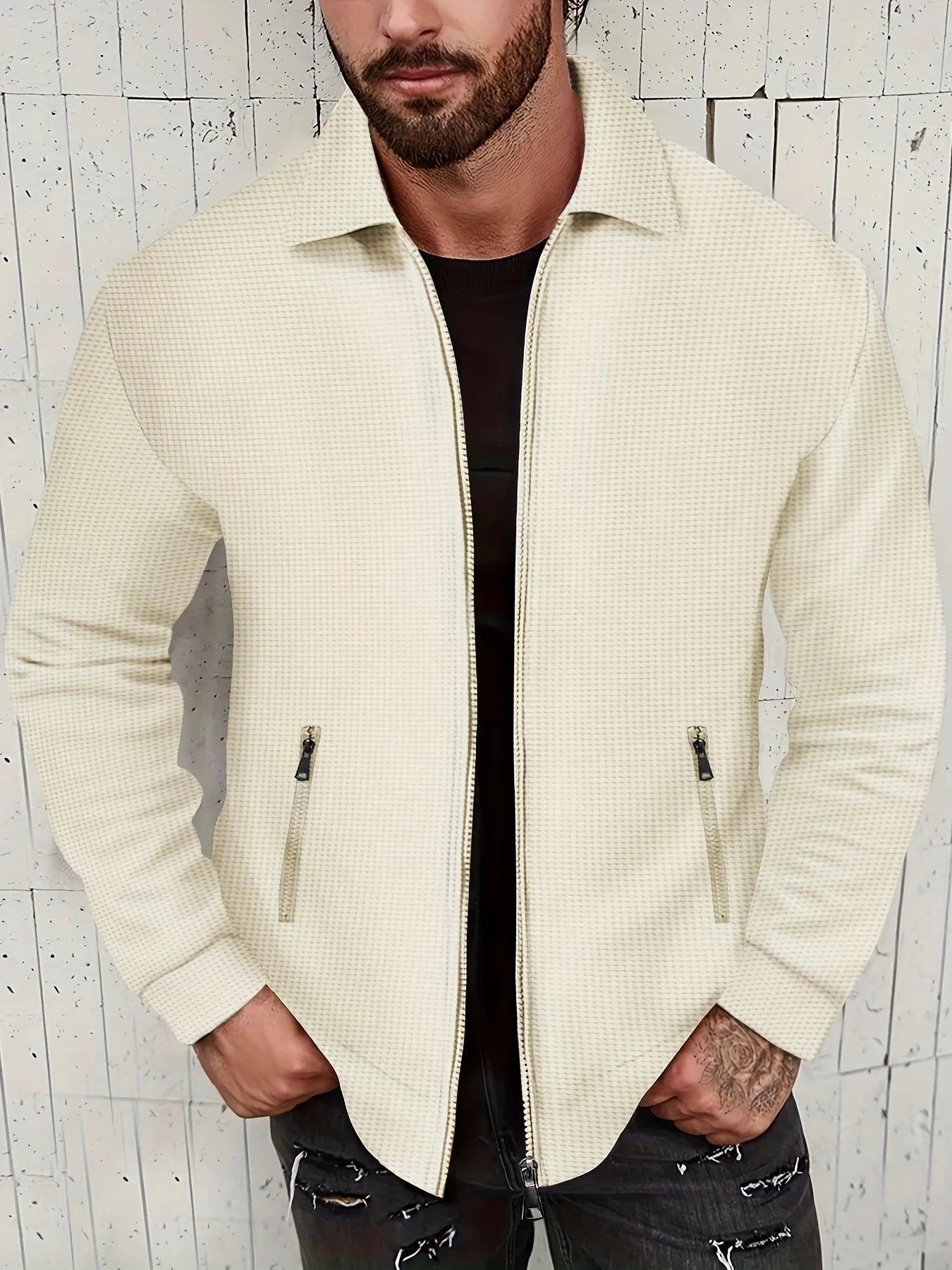 Casual Jacket - Solid Color - Light Elastic Polyester - Ideal for Everyday Use