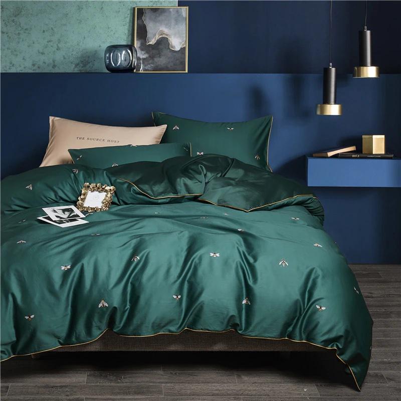 Bee Green Duvet Cover Set - Egyptian Cotton | Cheerful green hue - Soft and breathable for everyday comfort