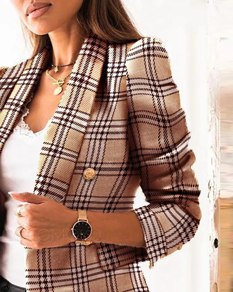 Blazer - Elegant Collection - Detailed Texture, Gold Buttons - Perfect for Work or Dressy Occasion