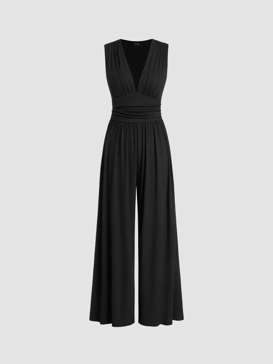 Jumpsuit - Elegant - Fitted Waist, Delicate Neckline - Perfect for Special Occasions