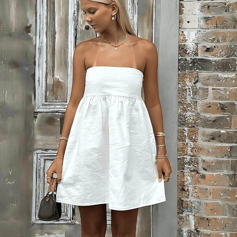 Strapless Summer Dress - Airy - Suitable for Hot Days - Perfect for Casual Outings