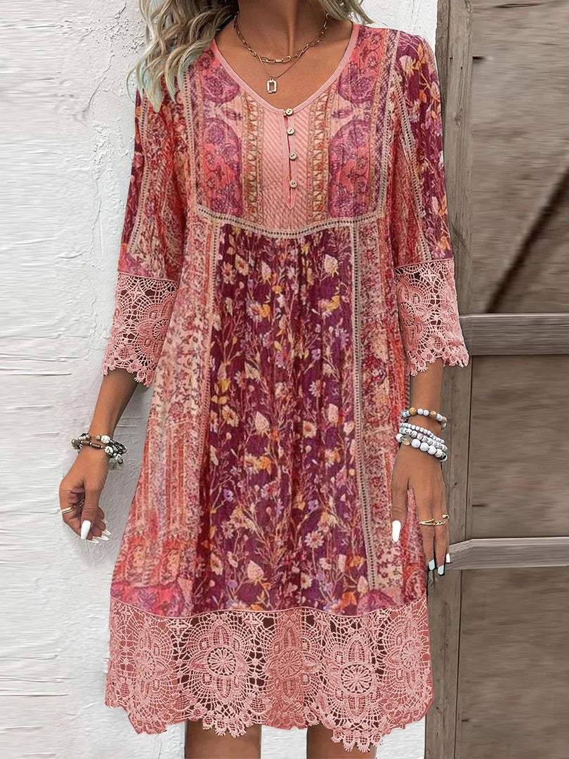 Tunic Dress - Bohemian Flair - Floral Print - Ideal for Summer Days