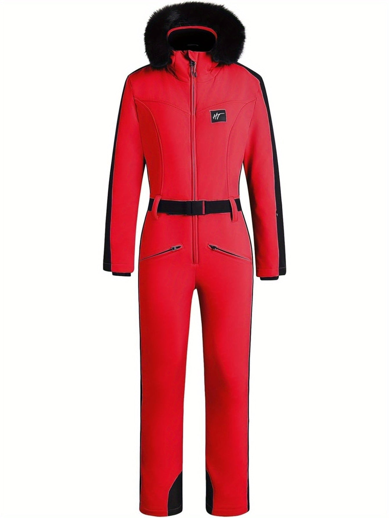 Waterproof Ski or Snowboard Suit Jumpsuit Women 439 | Jumpsuit with Warm Lining & Belt Detail - Essential- Nikcky