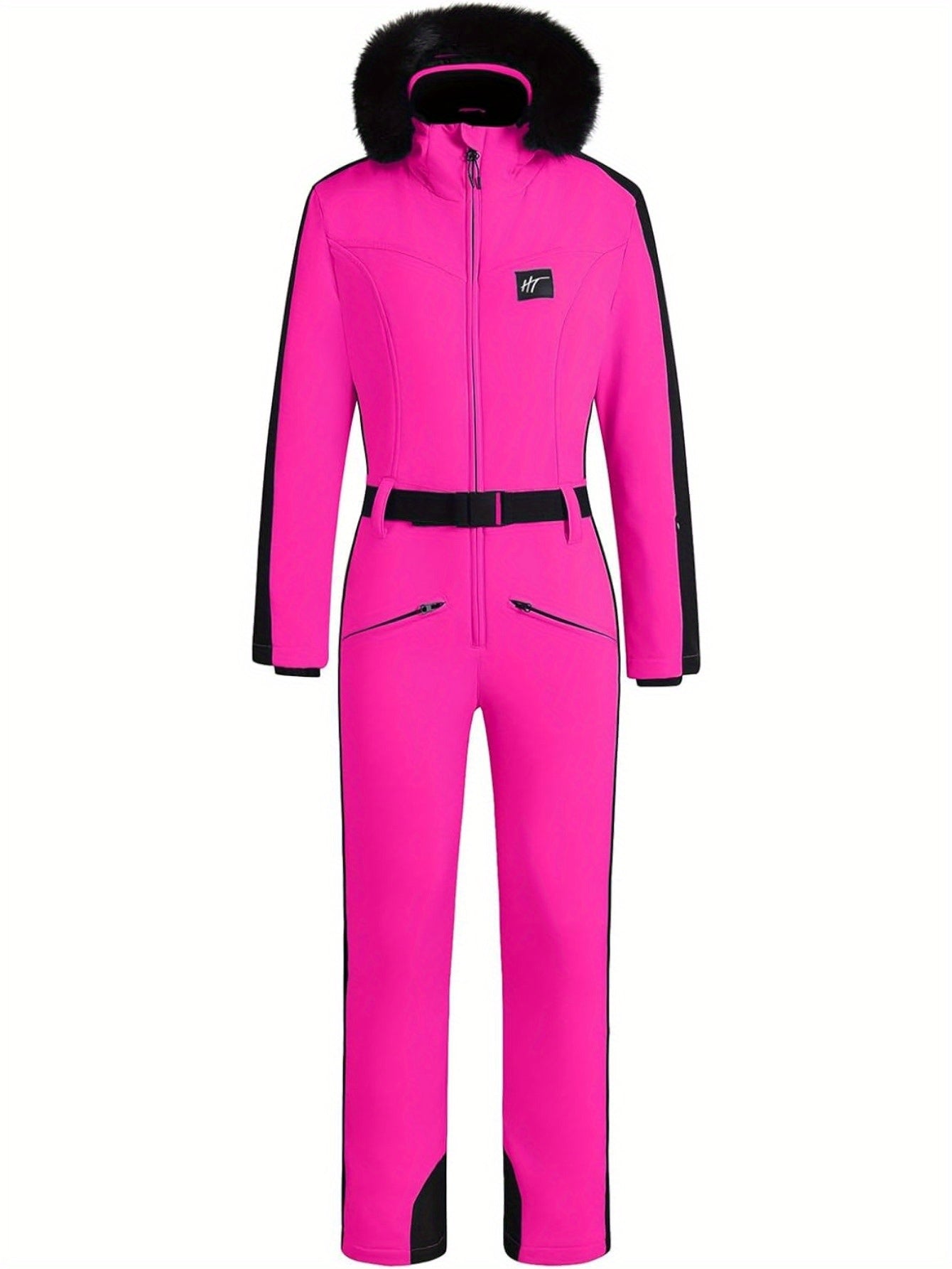 Waterproof Ski or Snowboard Suit Jumpsuit Women 439 | Jumpsuit with Warm Lining & Belt Detail - Essential- Nikcky