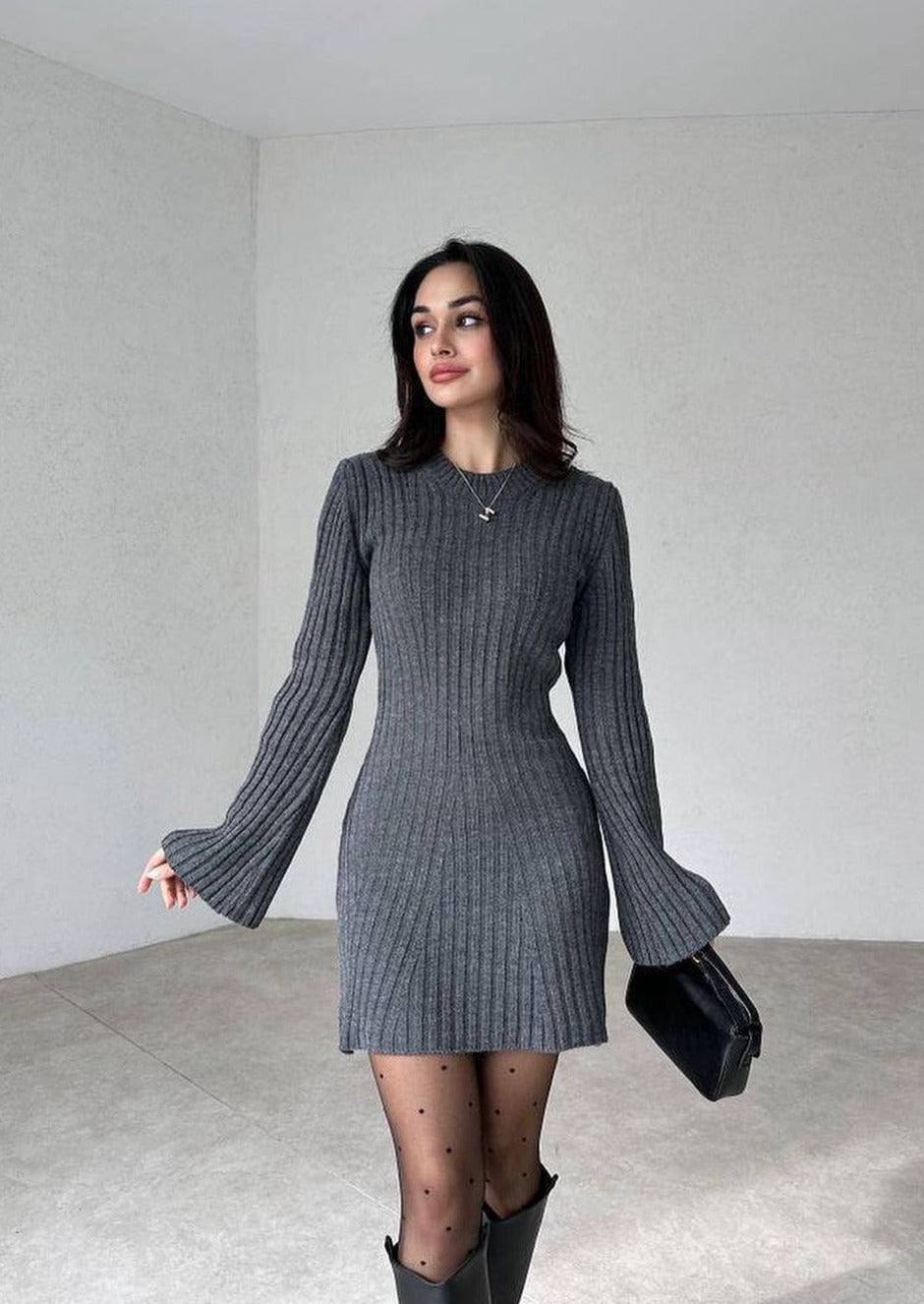 Knitted Autumn Dress Women - Slimfit - Belle Couture - FP 26 - Essential Elegance