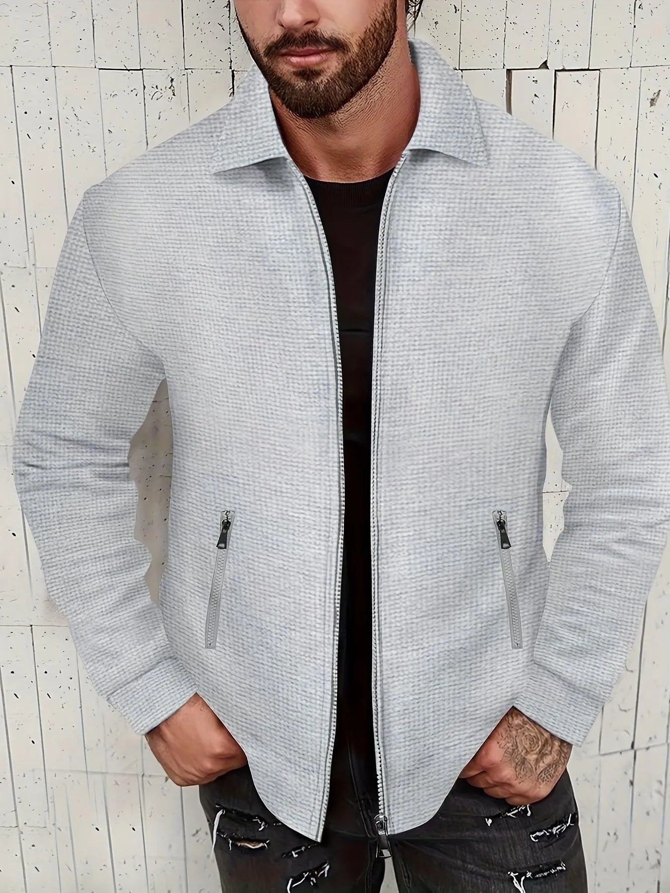 Casual Jacket - Solid Color - Light Elastic Polyester - Ideal for Everyday Use