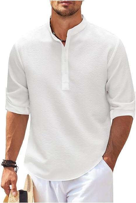 Men's Shirt - Blouse - Timeless - Light Fabric, Relaxed Fit - Perfect for Summer and Informal Gatherings