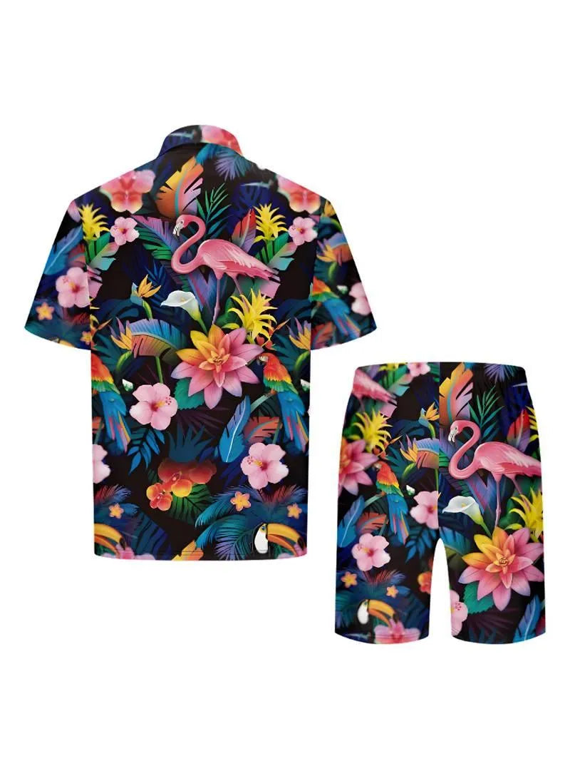 2 Piece Set - Flamingo Floral Style - Quality Material - Perfect for Summer Outings