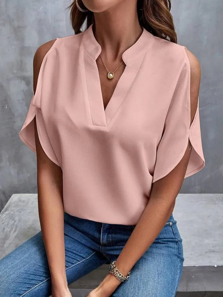 Blouse - Plain With Notches - High Quality Materials - Perfect For Any Occasion