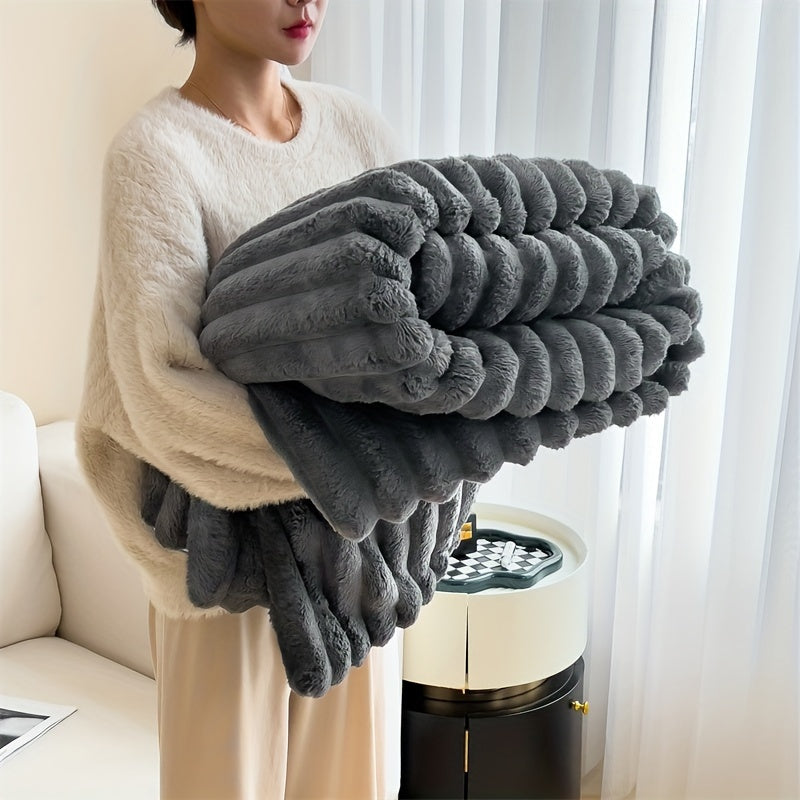 Plush Faux Rabbit Fur Blanket | Super Soft & Warm - Suitable for Home or Travel