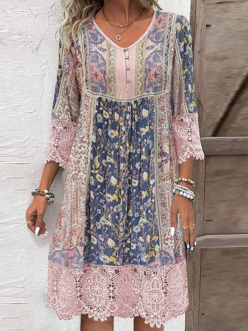 Tunic Dress - Bohemian Flair - Floral Print - Ideal for Summer Days