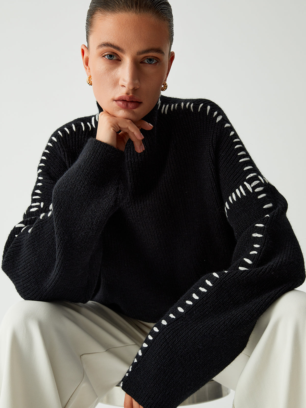 Shift The Focus | Oversized Mock Neck Sweater/Sweater Women