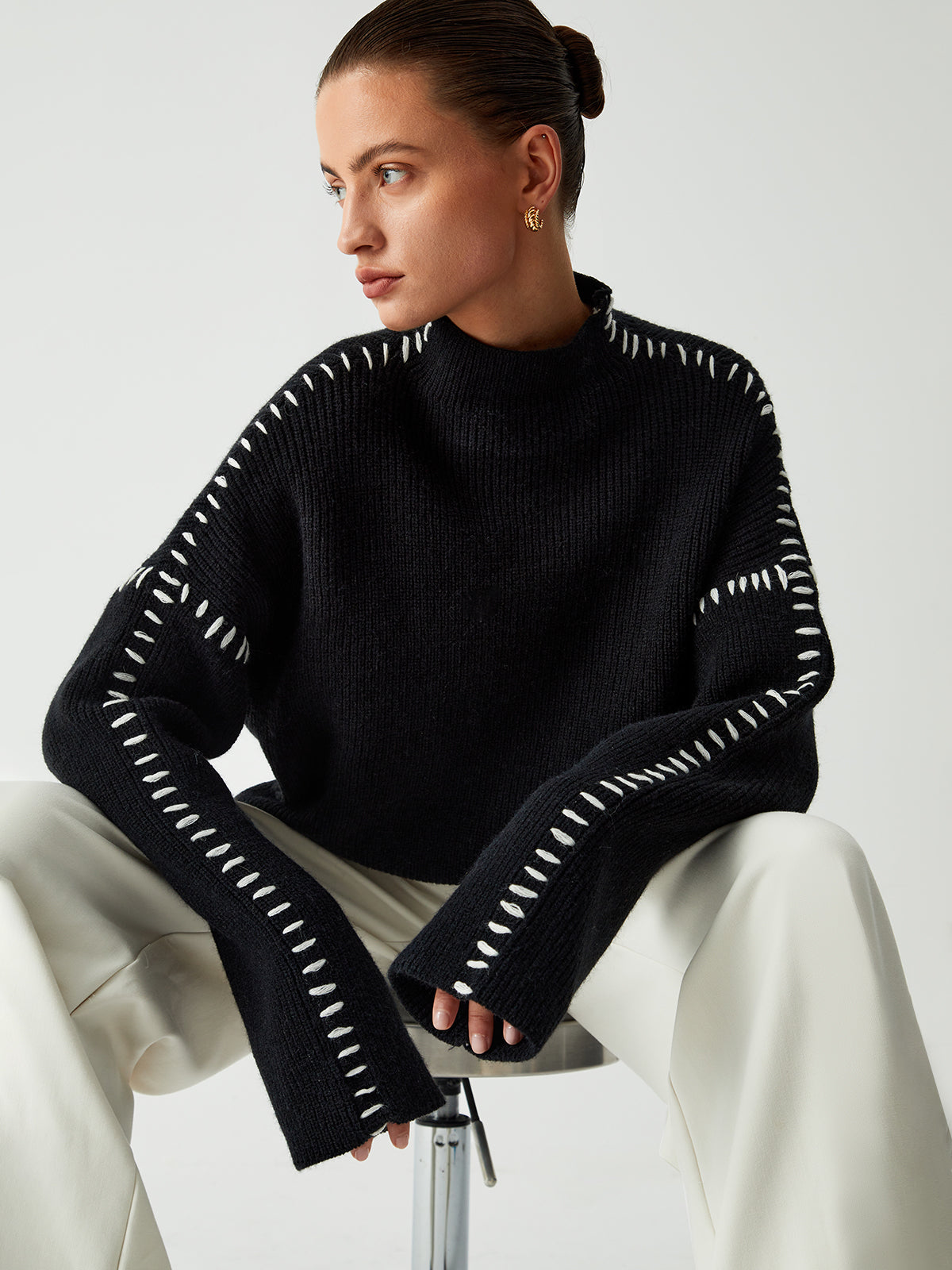 Shift The Focus | Oversized Mock Neck Sweater/Sweater Women