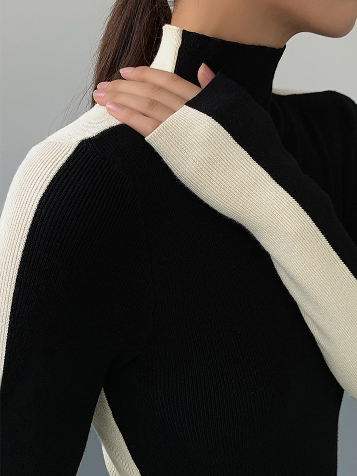 Women's Sweater/Sweater | Two Tone Double Sided Long Sleeve Knit