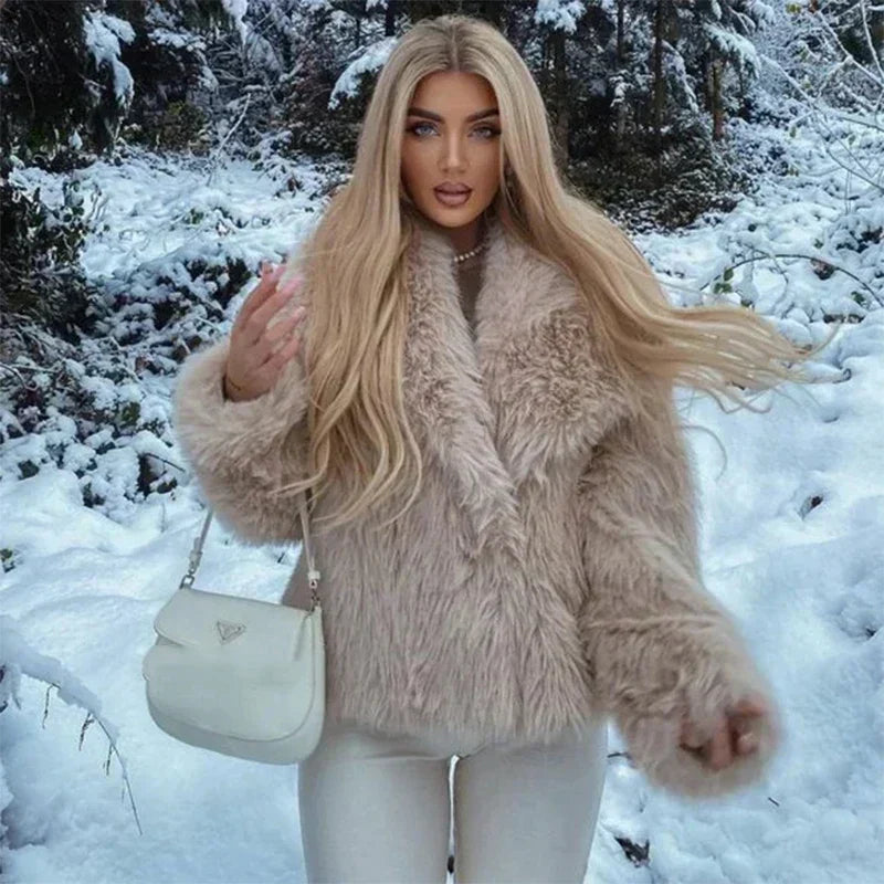 Fur Coat for Women | Beige - Luxurious and Warm