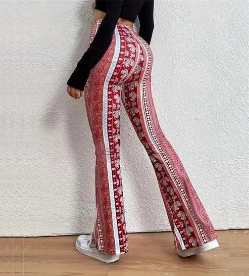 Flare Pants - Trendy Prints - Flattering Fit, Comfortable Fabric - Perfect for Everyday Wear