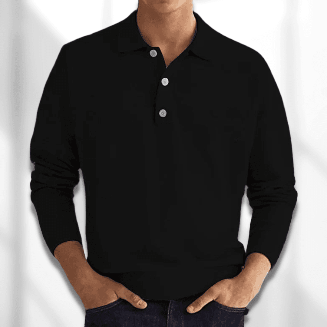 Men's Polo Sweater - Classic - Long Sleeves, Refined Polo Collar - Perfect for Various Occasions