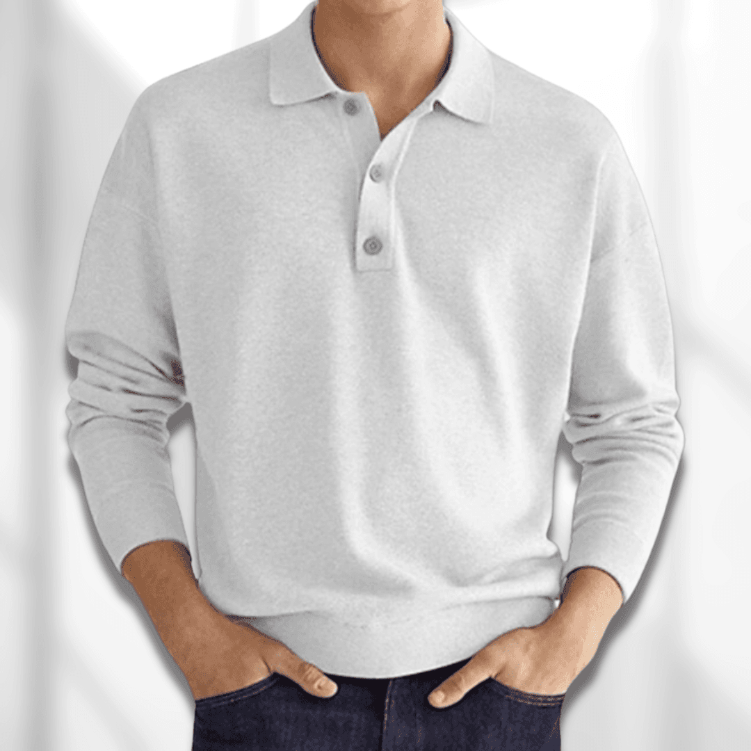 Men's Polo Sweater - Classic - Long Sleeves, Refined Polo Collar - Perfect for Various Occasions