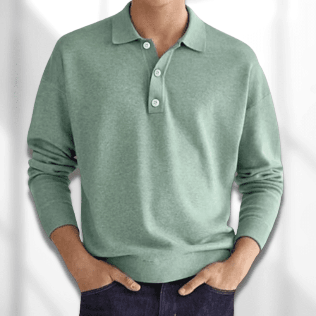 Men's Polo Sweater - Classic - Long Sleeves, Refined Polo Collar - Perfect for Various Occasions