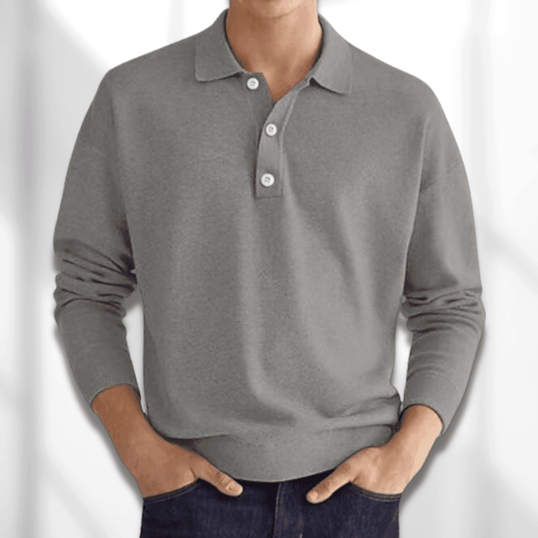 Men's Polo Sweater - Classic - Long Sleeves, Refined Polo Collar - Perfect for Various Occasions