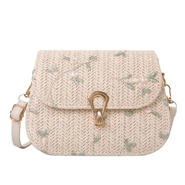 Shoulder Bag - Liana - Embroidered - Straw - Perfect for Sunny Days