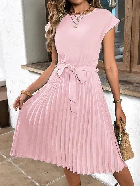 Pleated Mini Dress - Elegant Summer Dress - Soft and Breathable - Ideal for Casual Wear