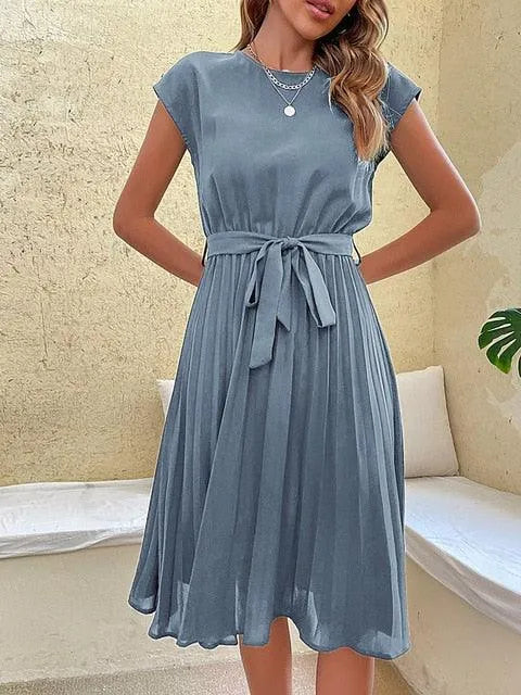 Pleated Mini Dress - Elegant Summer Dress - Soft and Breathable - Ideal for Casual Wear