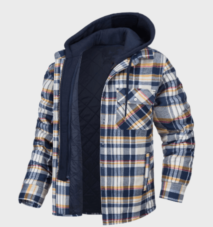 Thick winter checked jacket for men coat