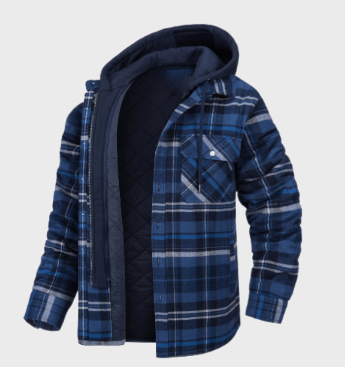 Thick winter checked jacket for men coat