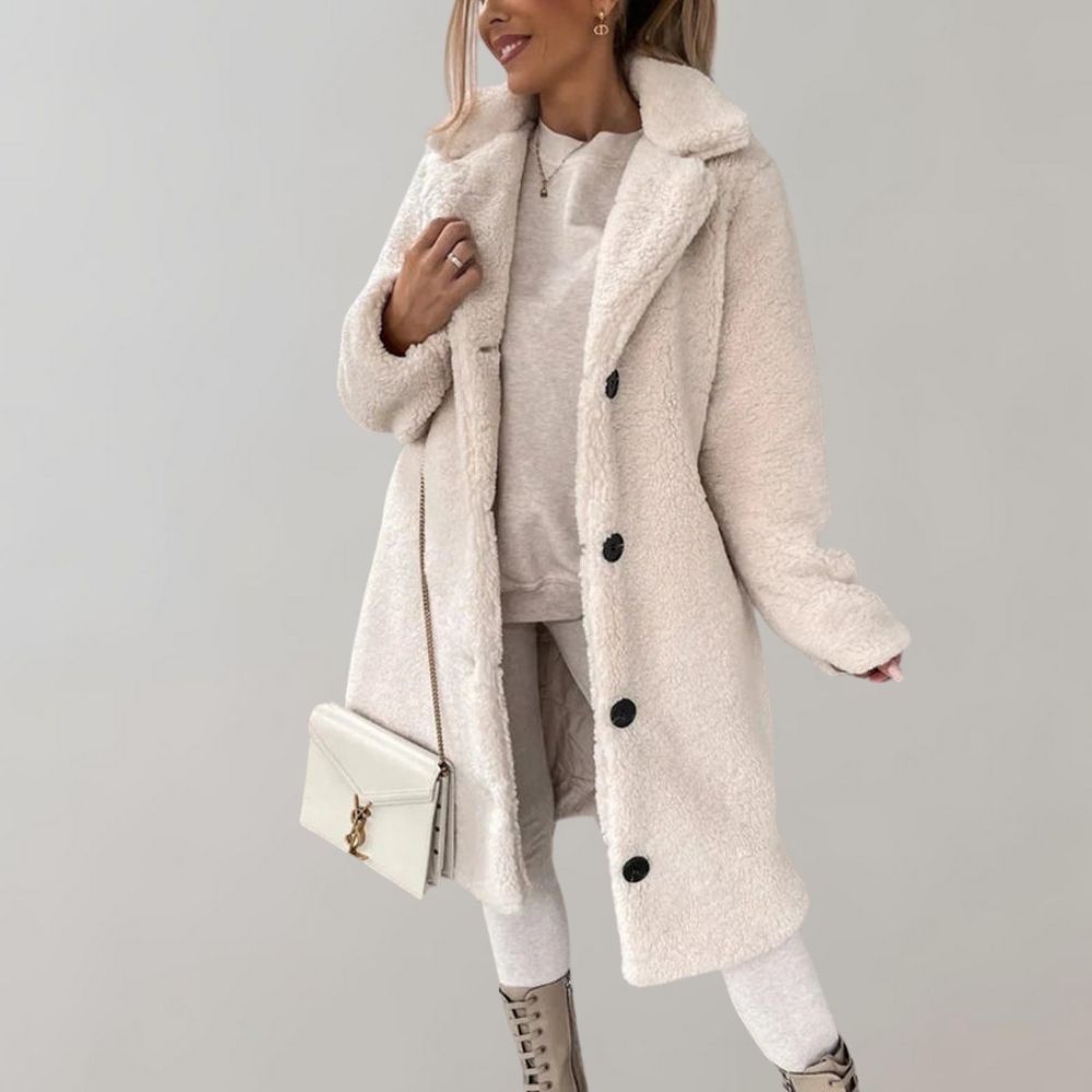 Long Teddy Coat for Women | White - Warm and Trendy