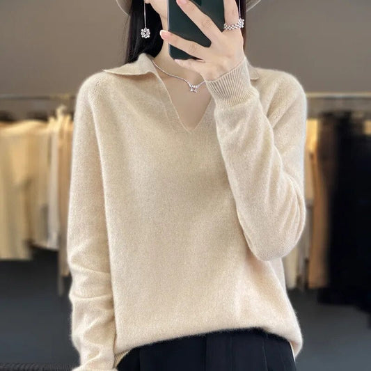 Merino wool sweater with collar