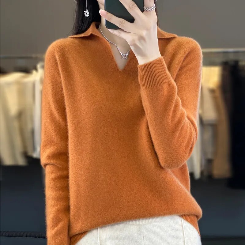 Merino wool sweater with collar