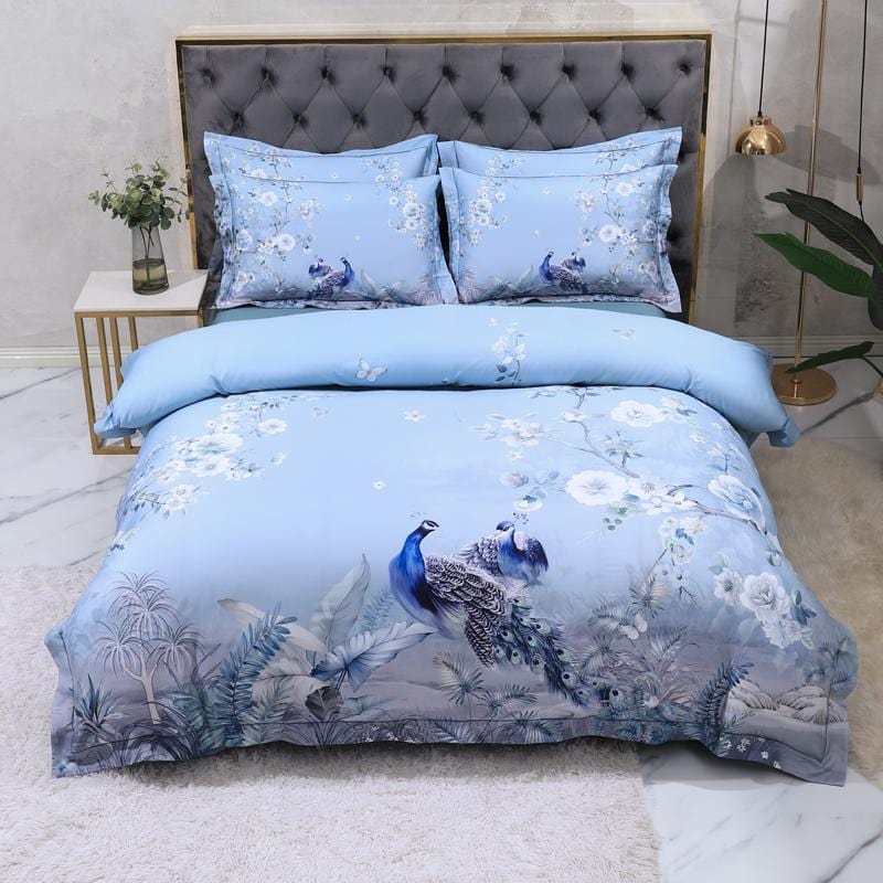 Blue Solaire Duvet Cover Set - Egyptian Cotton | Luxury Egyptian Cotton - Refreshing blue hue for ultimate comfort