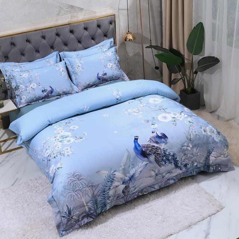 Blue Solaire Duvet Cover Set - Egyptian Cotton | Luxury Egyptian Cotton - Refreshing blue hue for ultimate comfort