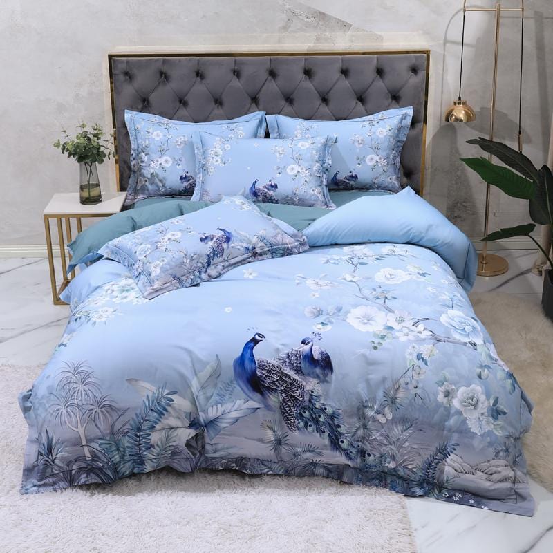 Blue Solaire Duvet Cover Set - Egyptian Cotton | Luxury Egyptian Cotton - Refreshing blue hue for ultimate comfort