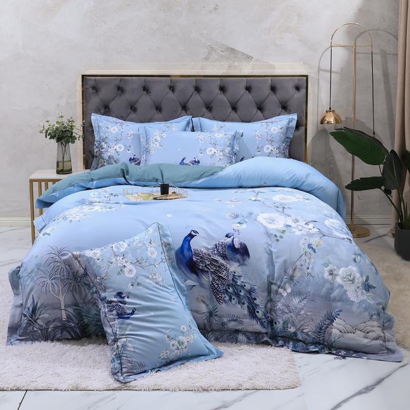 Blue Solaire Duvet Cover Set - Egyptian Cotton | Luxury Egyptian Cotton - Refreshing blue hue for ultimate comfort