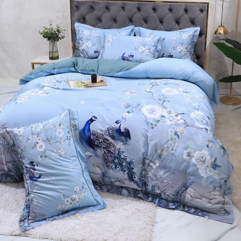 Blue Solaire Duvet Cover Set - Egyptian Cotton | Luxury Egyptian Cotton - Refreshing blue hue for ultimate comfort