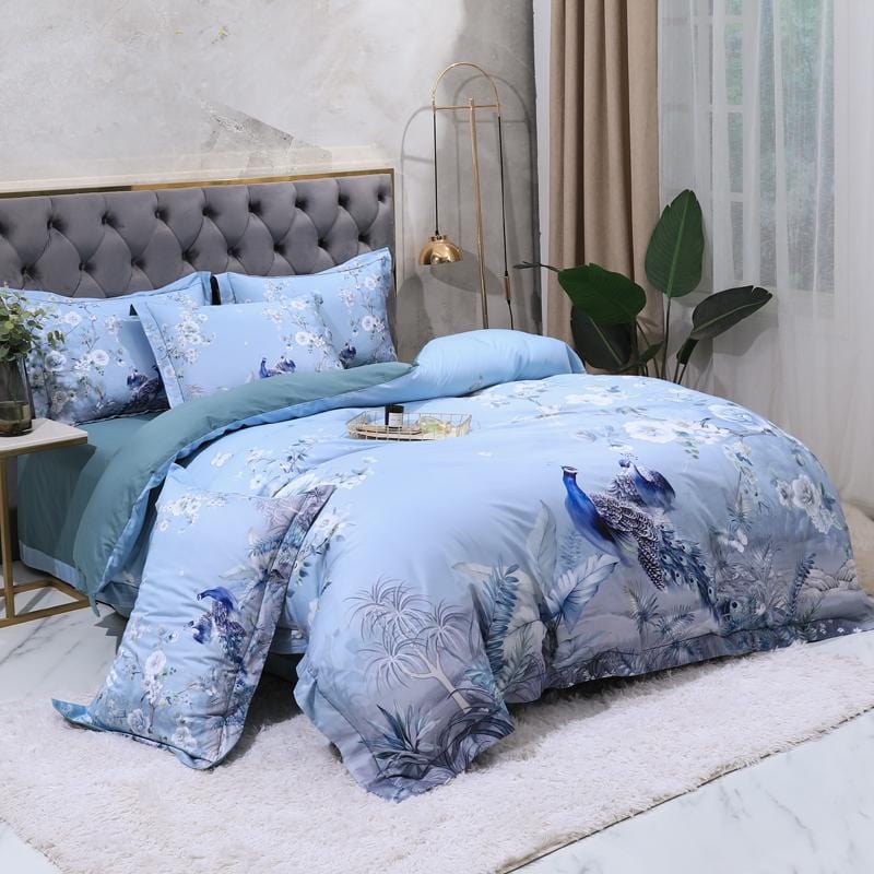 Blue Solaire Duvet Cover Set - Egyptian Cotton | Luxury Egyptian Cotton - Refreshing blue hue for ultimate comfort