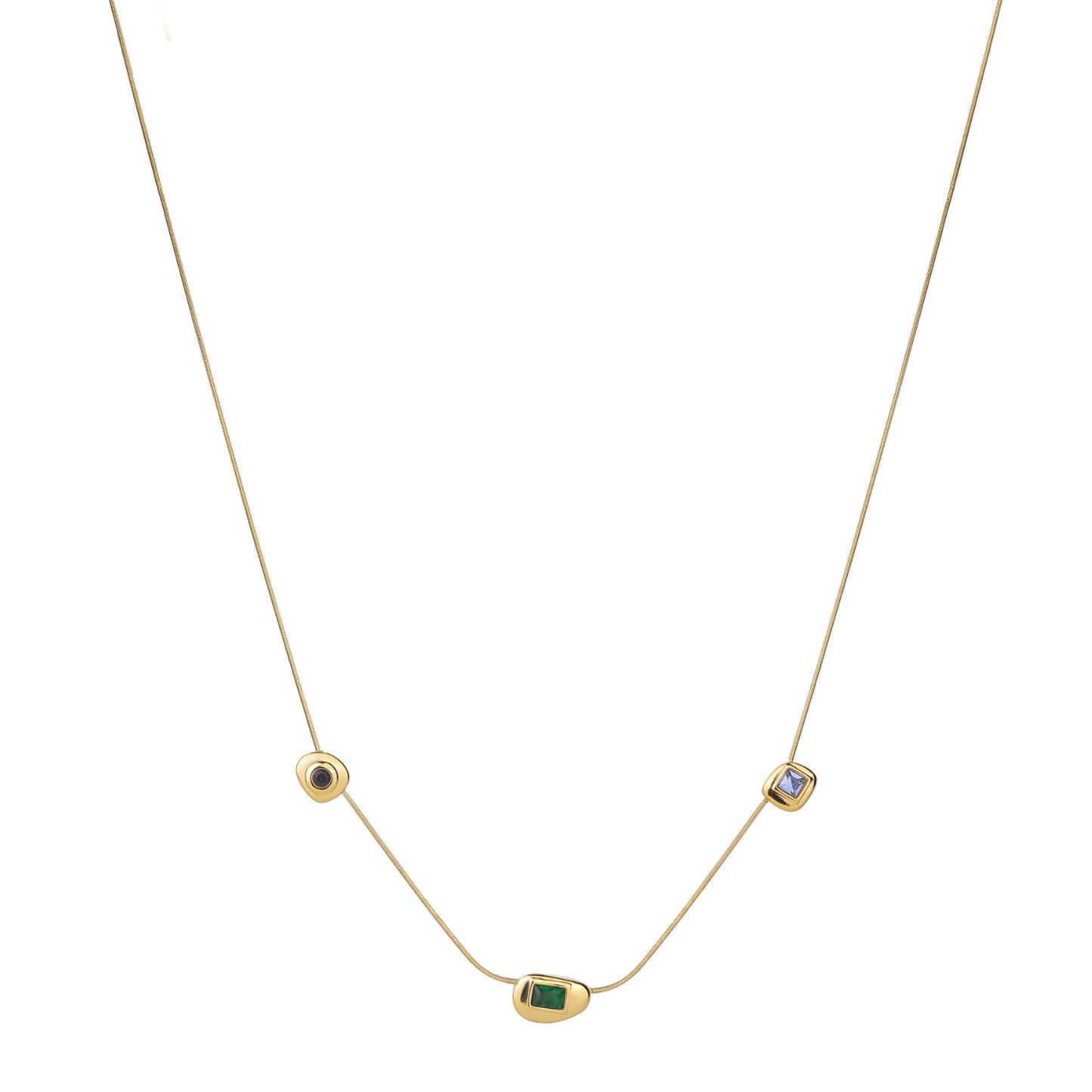 Luna Triple Gem Necklace - Triple Splendor and Elegant Refinement