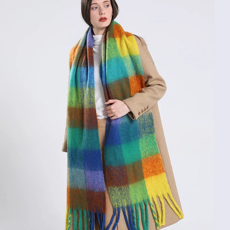 Scarvello | Thick Warm Cashmere Rainbow Scarf