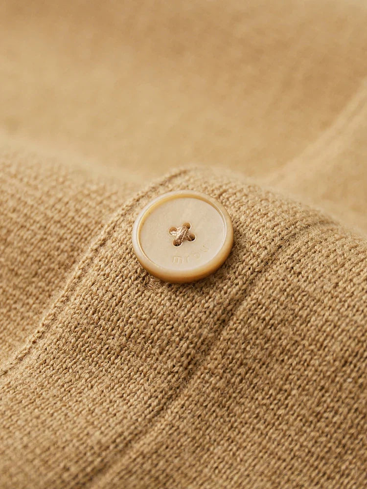 Wool Cardigan with Polo Collar | High Quality Materials - Warm and Cozy - Fall - Ideal for Formal and Informal Occasions