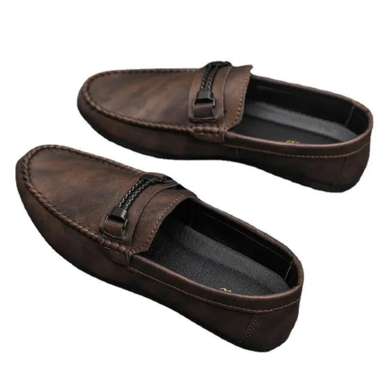 Men's Formal Summer Soft Sole Business Work Shoes Waterproof Lightweight Genuine Leather Men's Loafers Men's Flat Breathable