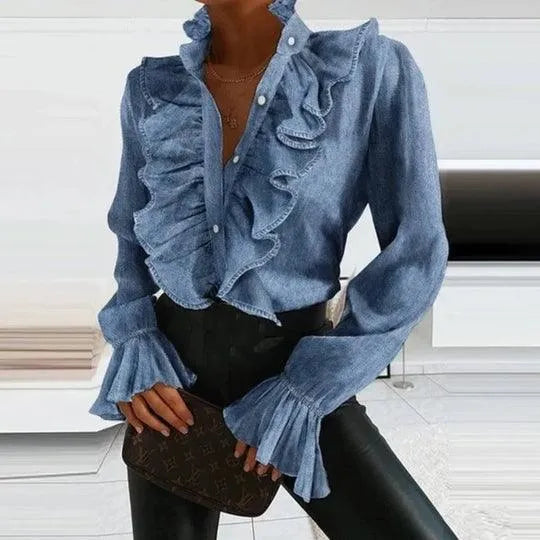 Hannie - Blouse with ruffles and long sleeves