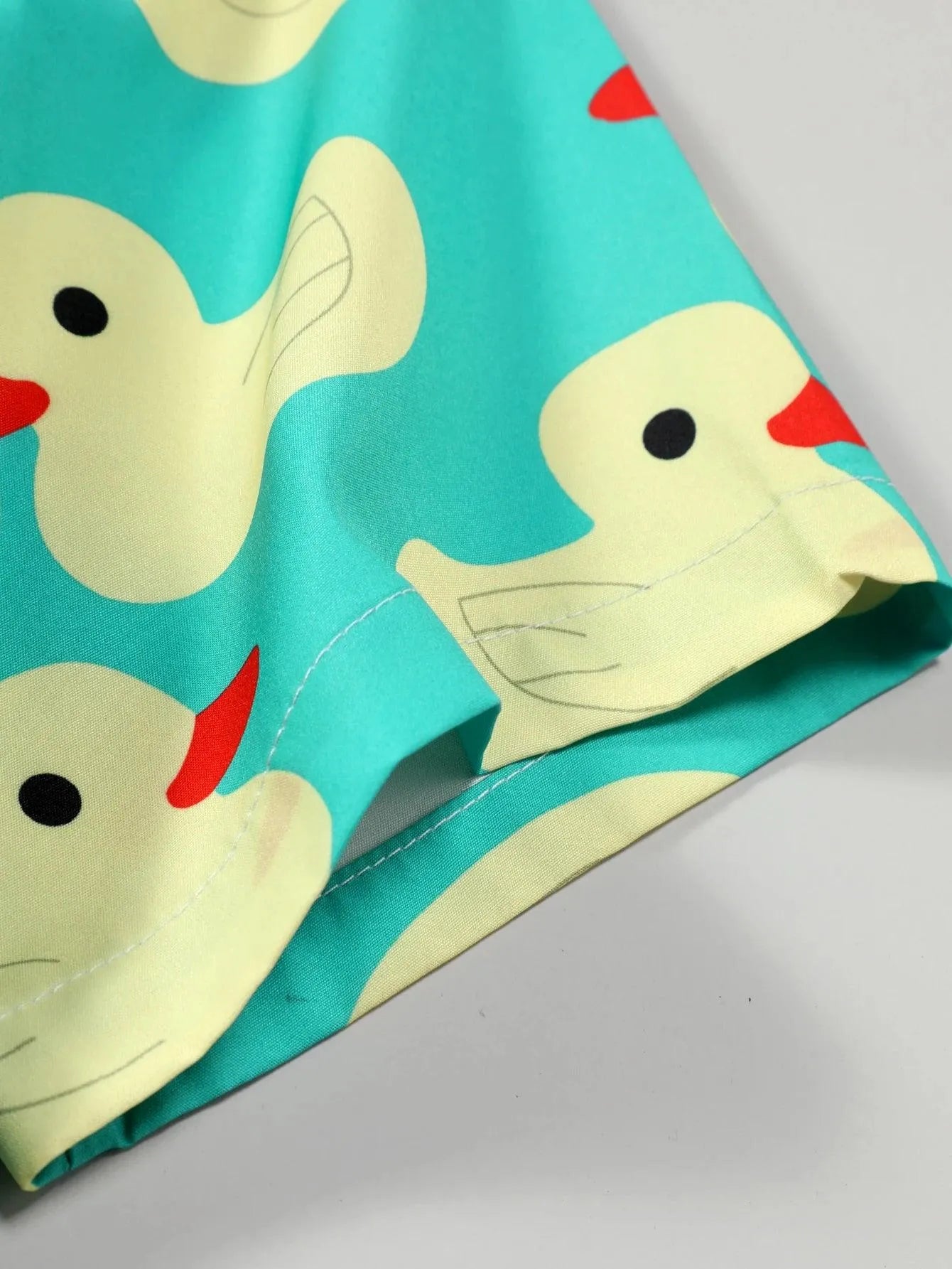 Men's Shirt - Cheerful Duck Print - Lightweight Polyester in Turquoise - Perfect for Summer Casual Occasions