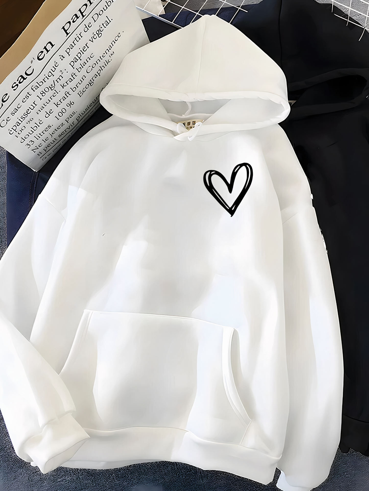 Women's Hoodie, Hooded Hoodie | Heart Print - Trendy - Perfect for Everyday Use