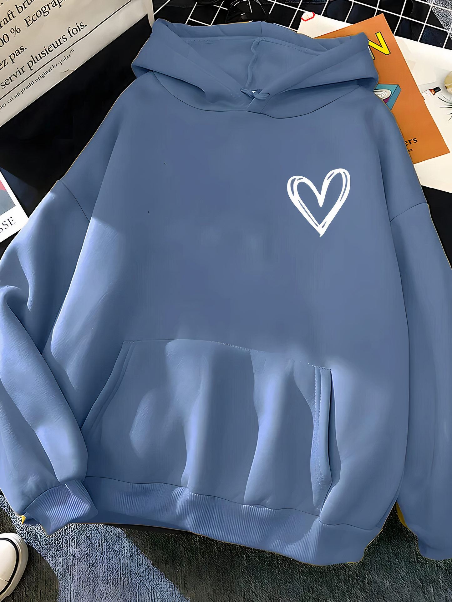 Women's Hoodie, Hooded Hoodie | Heart Print - Trendy - Perfect for Everyday Use