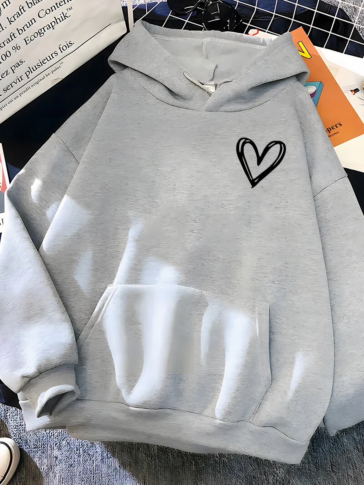 Women's Hoodie, Hooded Hoodie | Heart Print - Trendy - Perfect for Everyday Use