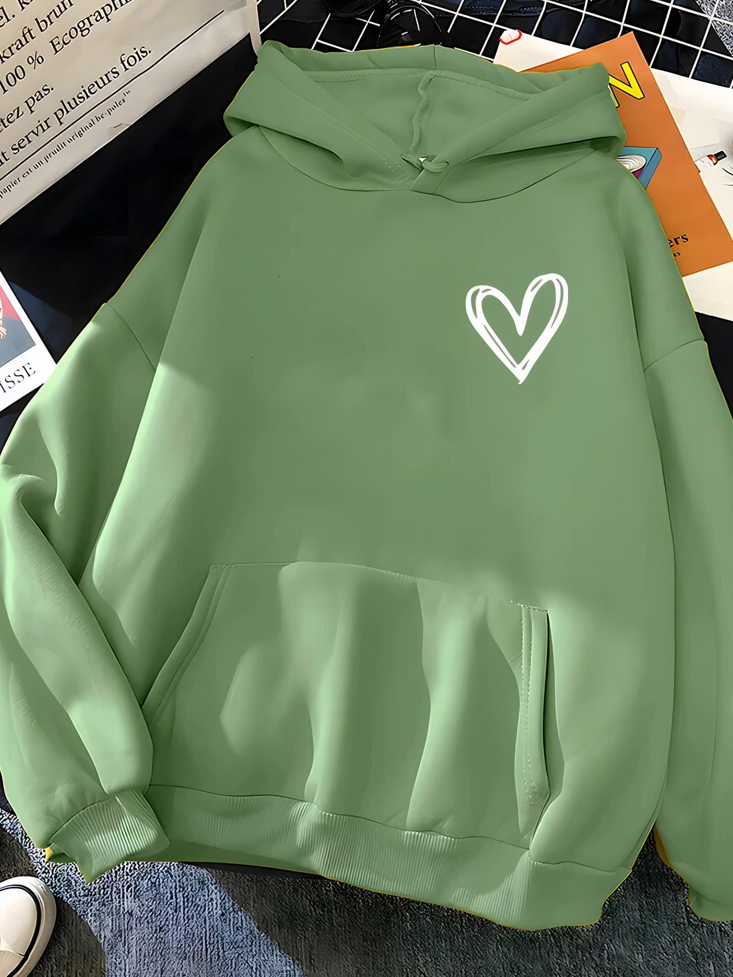 Women's Hoodie, Hooded Hoodie | Heart Print - Trendy - Perfect for Everyday Use